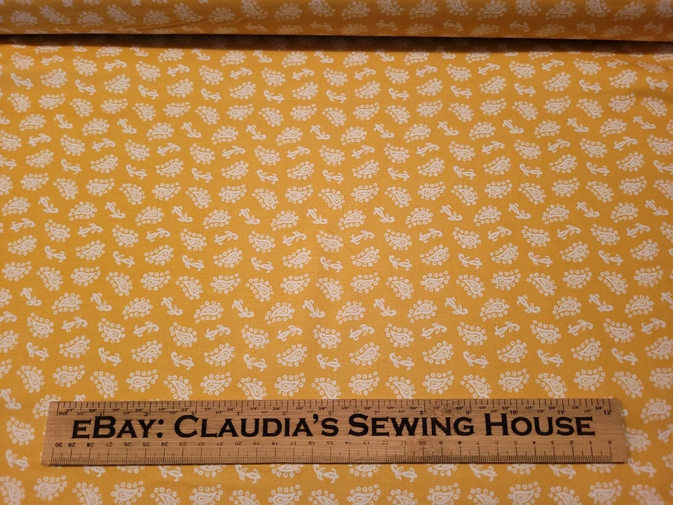 Fruit Stand BTY Anne Tavoletti P&B Textile Boutique Golden Yellow Floral Paisley - Image 2 of 3