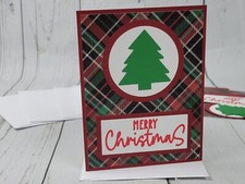Merry Christmas Greeting Card Kit 16 Lot of 4, Handmade Trees Plaid Masculine 