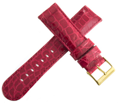 Grimoldi Mens 22mm Alligator Embossed Genuine Leather Red Watch Band Strap
