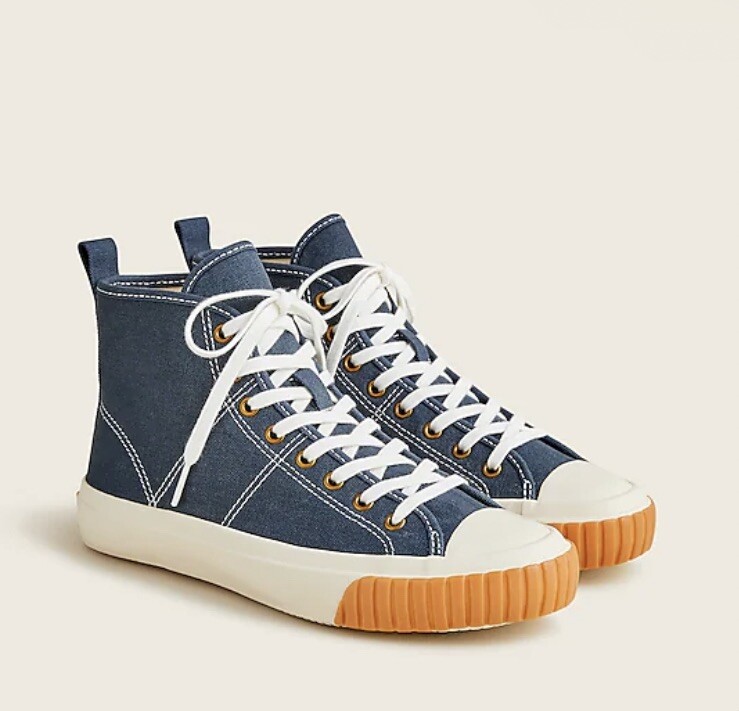 Crew NIB Canvas High-Top Sneakers Blue Size
