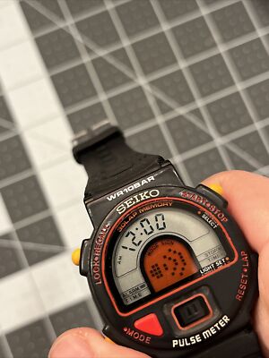 Ultra Rare 1980s Men's Watch Seiko PULSE METER S240 400C Black