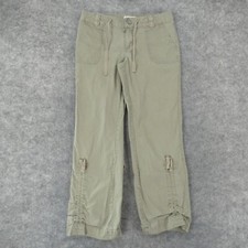 Columbia Pants Womens 6 Reg Flat Front Green Khaki Hiking Adjustable Length