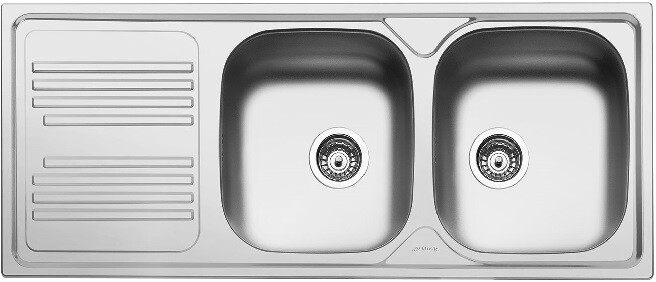 SMEG LYP116S LAVELLO 2 VASCHE GOCCIOLATOIO A SINISTRA INOX