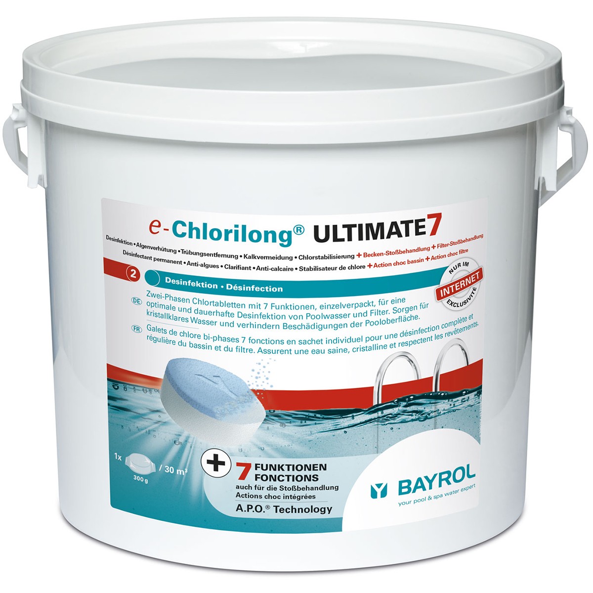 Chlore biphase Ultimate 7 Bayrol à dissolution programmée 4.8kg