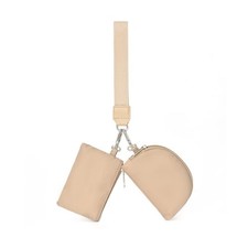 Dual Pouch Wristlet With Zipper Keychain Wallet for Women, Khaki