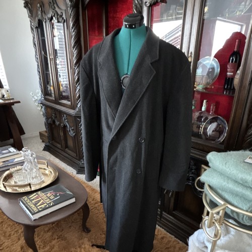 Loro Piana, Vintage 80s Fred Segal Loro Piana Wool Overcoat Men's M/L Charcoal Long