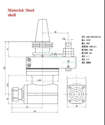 1pc Fixed Angle Head Collet Chuck Angle 1:1 Gear Ratio AG90-CAT40 ER25-58