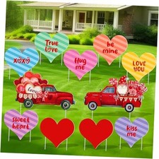 11 Pcs Valentine's Day Conversation Hearts Yard Signs Decorations with Stake