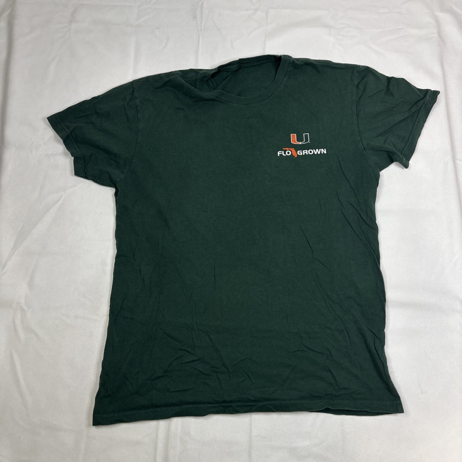 Flogrown U Miami T Shirt Men’s Medium Green Hurricanes Sunset Graphic