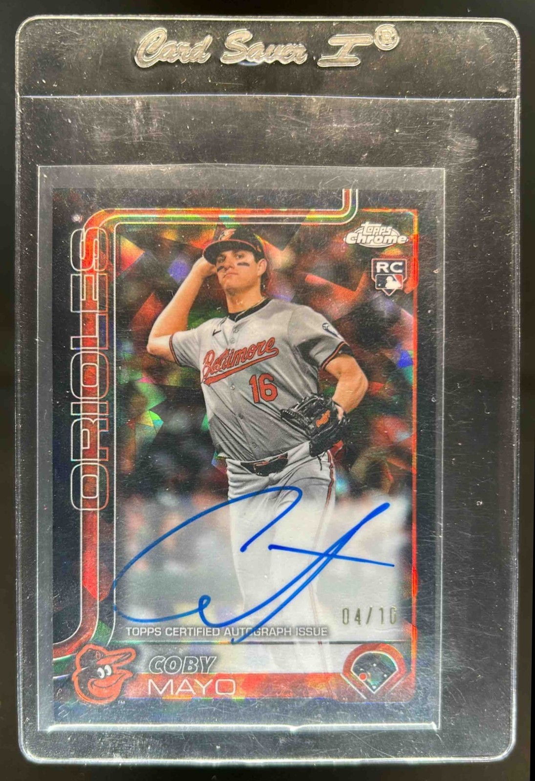 2025 Topps Chrome Sapphire Coby Mayo Rookie Auto RC Black Refractor Rookie #4/10