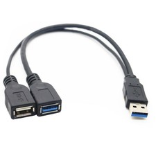USB 3.0 Male 1 To 2 Female Extension Y Splitter Data Cable Charging Adapter