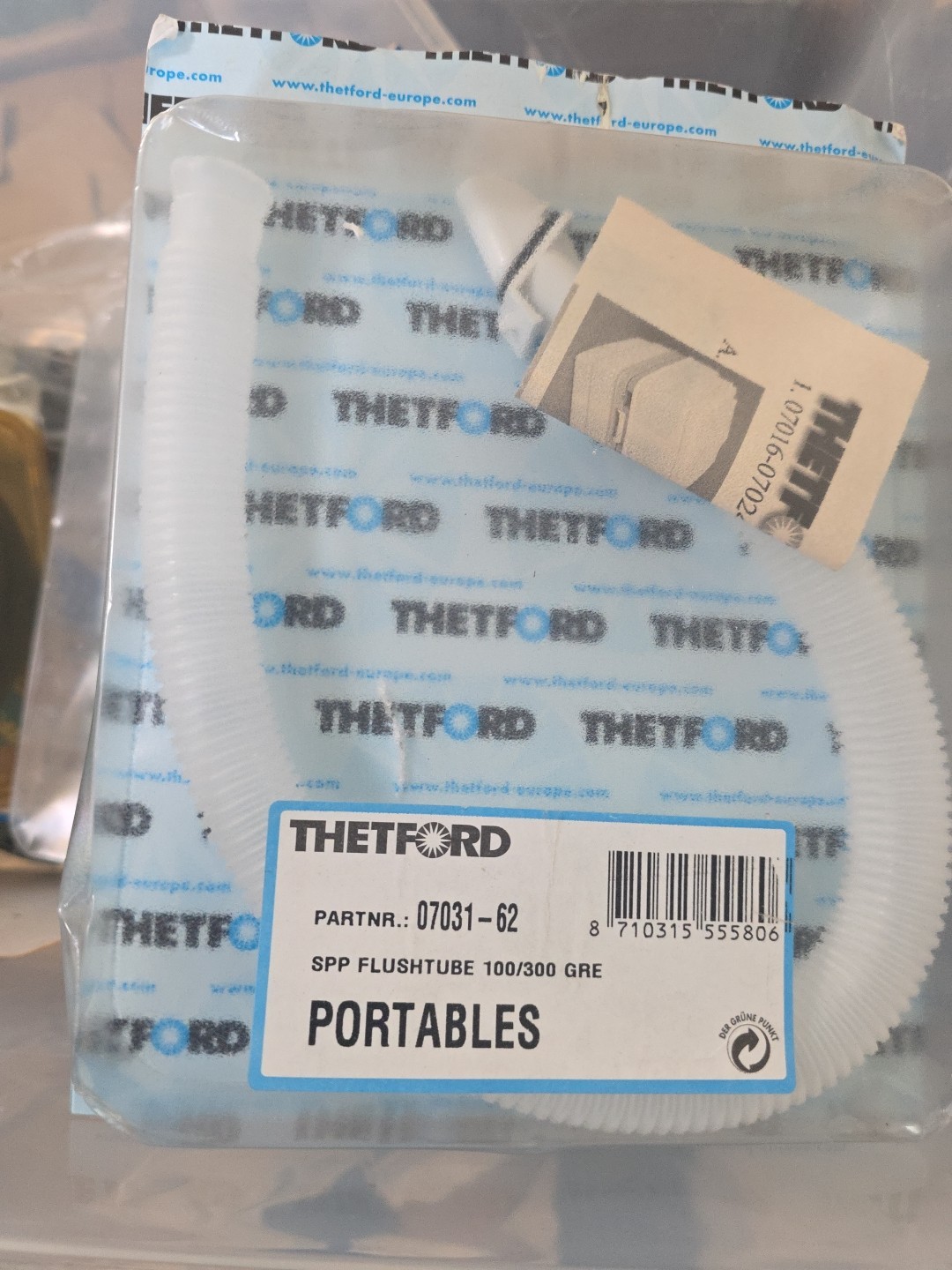 Thetford SPP/CP Flush Tube White Part No; 0703162