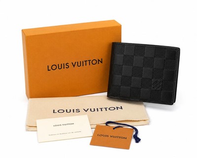 Louis Vuitton Damier Graphite Multiple Wallet Black Leather Bifold Men Auth