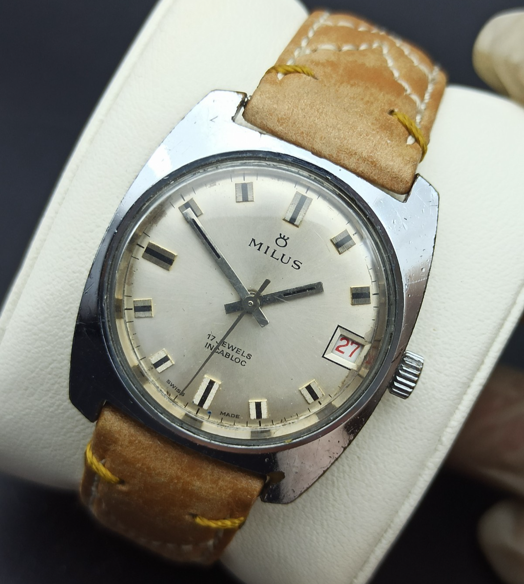 ULTRA-RARE MILUS MANUAL 17 JEWELS WATCH SWISS MADE INCABLOC 1960s