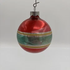 Vintage 1950’s Shiny Brite Mercury Glass Striped Ornament*U.S.A*2.5”H*