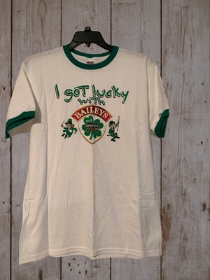 NWOT - I Got Lucky With Bailey's & Bushmills IRISH WHISKEY Adult L S-Sleeve Tee