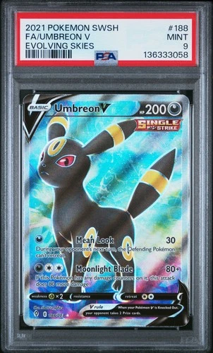2021 POKEMON SWORD & SHIELD EVOLVING SKIES #188 FULL ART/UMBREON V PSA 9