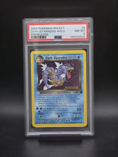 2000 POKEMON ROCKET PRERELEASE #8 DARK GYARADOS-HOLO PSA 8