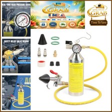 AC Flush Kit 1L Stainless Steel Canister Pressure Gauge 3.5ft Hose R134A R12