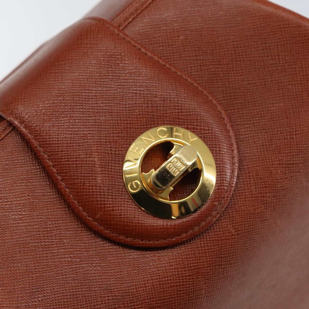 GIVENCHY Hand Bag Leather Brown Gold Auth 159082 — image 14