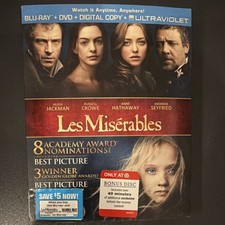 Free Ship Les Misérables Blu-ray + DVD + Digital Copy + Ultraviolet, Bonus Disc