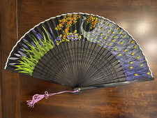 Spanish-Style Hand-Painted Fabric Peacock Performance Fan
