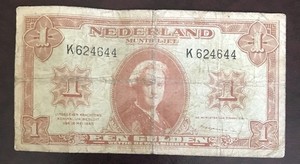 1945 Netherlands One Gulden Banknote - Nederland - Note
