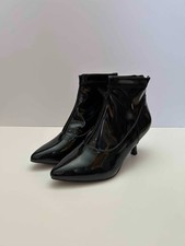 Halston Size 7.5 Dress Booties 2" Heel Vegan Patent Leather Excellent condition!