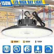 150W UFO High Bay LED Light 3000K/4000K/5000K Adjustable, 22500Lumens DLC Listed