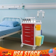 5 Drawers Rolling Crash Cart Utility Medical Trolley For Clinic Nursing Center