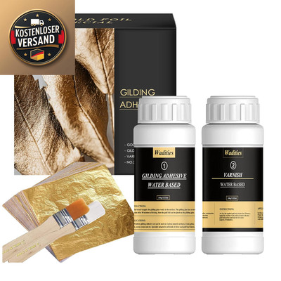 Gold Leaf Gildungset 100 ml Klebstoff 100 ml Wachs 10