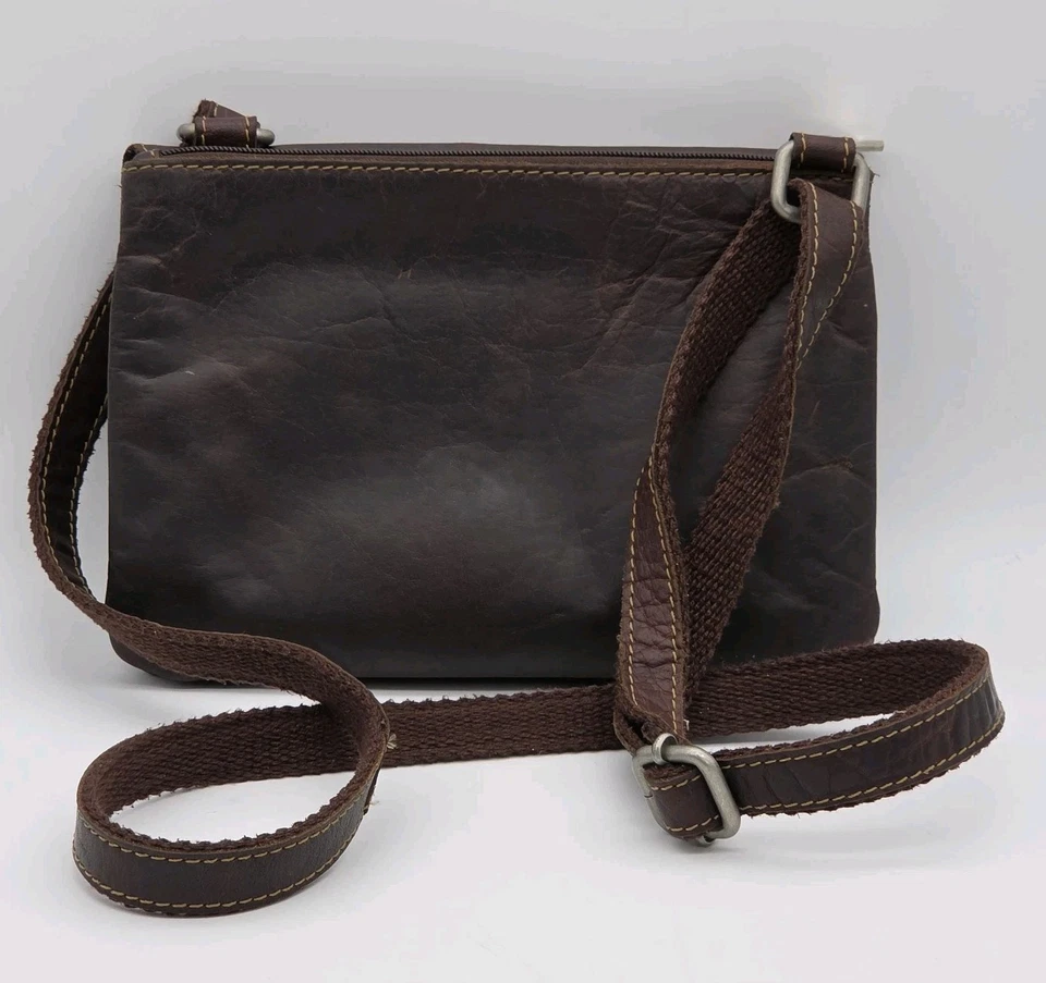 Bolso Bandolera Jack Georges Voyager Cuero Marrón Oscuro 3 Compartimentos Foto 2 de 4