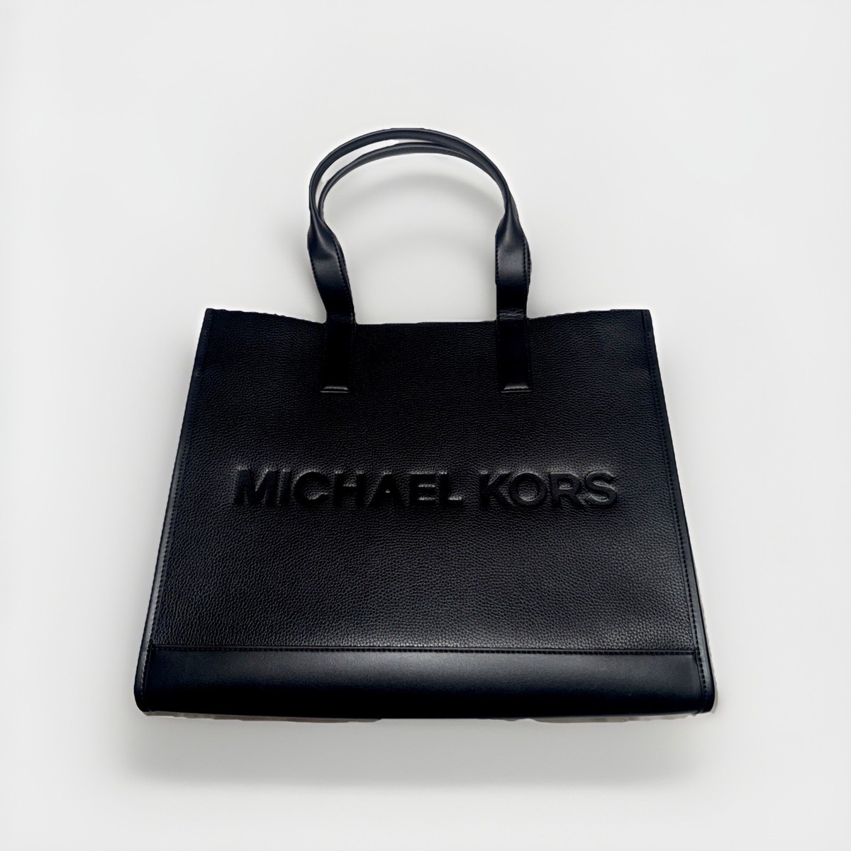 Michael Kors Cooper Men Women MK Logo Embossed Pebbled Leather