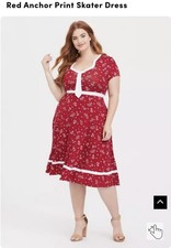 Torrid Red  Anchor Print Skater Dress Size 1, 14/16