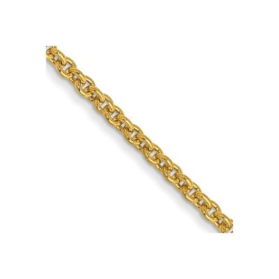 14k Gelbgold 22 Zoll 1,4 mm Runde Offene Glieder Kabel Kette Halskette