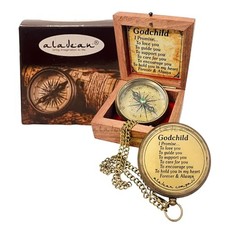 Gift for Godchild Compass  Godson Goddaughter - I Promise to Love You Wood Box