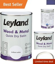Leyland Wood & Metal Quick Dry Satin Paint, Brilliant White, 1.25L - Low Odour
