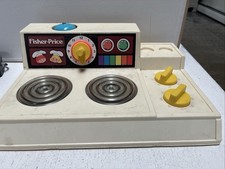 Vintage Fisher-Price Stove Top 1978 MAGIC BURNERS Blue Bell WORKS