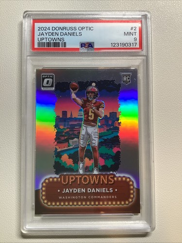 2024 PANINI DONRUSS OPTIC UPTOWNS #2 JAYDEN DANIELS ROOKIE COMMANDERS PSA 9