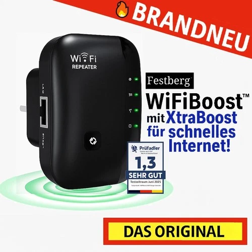 Festberg WifiBoost™ Wifi Extender Wlan Repeater Booster, XtraBoost für Internet!