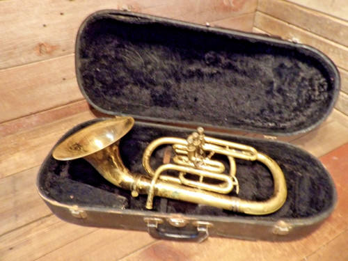 VINTAGE REYNOLDS 3 VALVE FORWARD FACING DETACHABLE BELL BARITONE HORN S.N. 11000