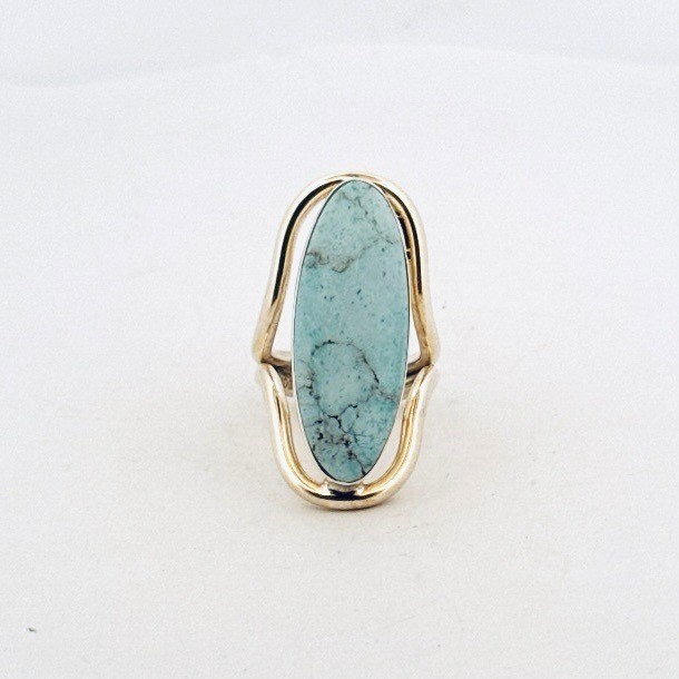 Sterling Silver 925 Turquoise Statement Ring Size 4.5 Vintage Estate Jewelry