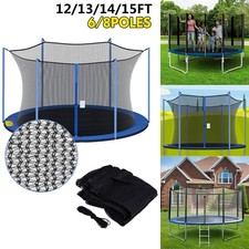 Trampoline Net 12/13/14/15FT Replacement Safety PE Mesh Netting Fence w/ Zipper