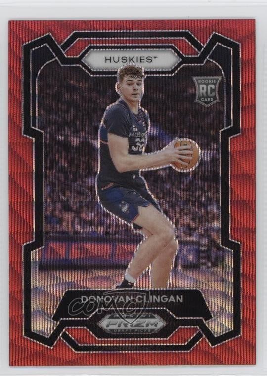 2024-25 Panini Prizm Draft Picks Red Wave Donovan Clingan #95 Rookie RC 6o3