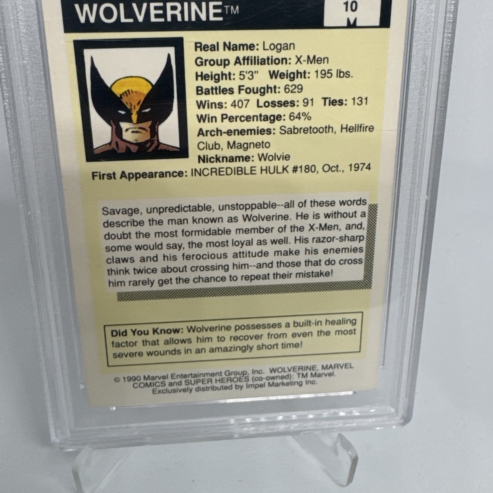 1990 Marvel Universe Wolverine #10 (PSA 9) view 7