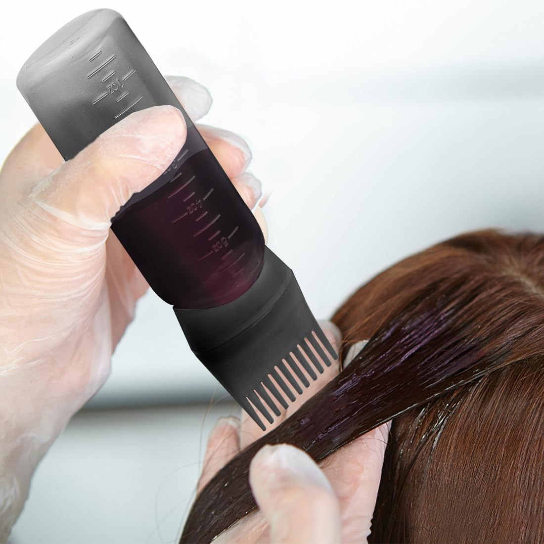 4 Pcs Root Comb Applicator Bottle 6oz,Hair Oil black+white+  display picture 3