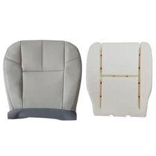 2PC Gray Driver Side Bottom Leather Seat Cover & Seat Foam Cushion with Silve...