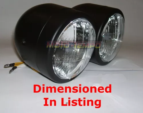 MATT BLACK TWIN 4 1/5" HEADLAMPS DOMINATOR HEADLIGHT UK & N.IRELAND MOT SPEC