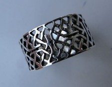 Wide Band Braid Knot Sterling Silver Finger Ring SIZE6.5 7.5 8.5 9 9.5 11mm Band