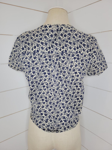 NWOT J CREW small cream & blue floral tie-up blouse - Picture 2 of 5